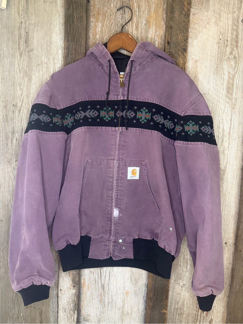 VTG 90s Carhartt Southwest Aztec Active Jacket JR0057  Damson Purple Plum LARGE